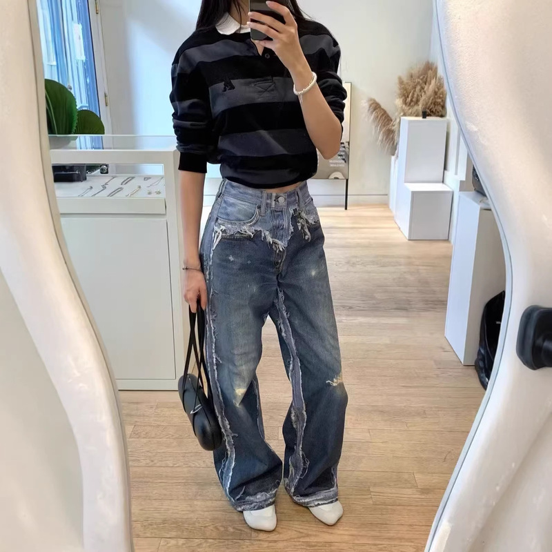 26Ss New Model Ac Style Straight-Leg Jeans with Illusion Print Design 26Ss New Model Ac Style Straight-Leg Jeans with Illusion Print Design