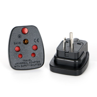 Sans-5 American Standard to Large South African Conversion Plug to European Standard Overseas Converter with Safety Door Socket