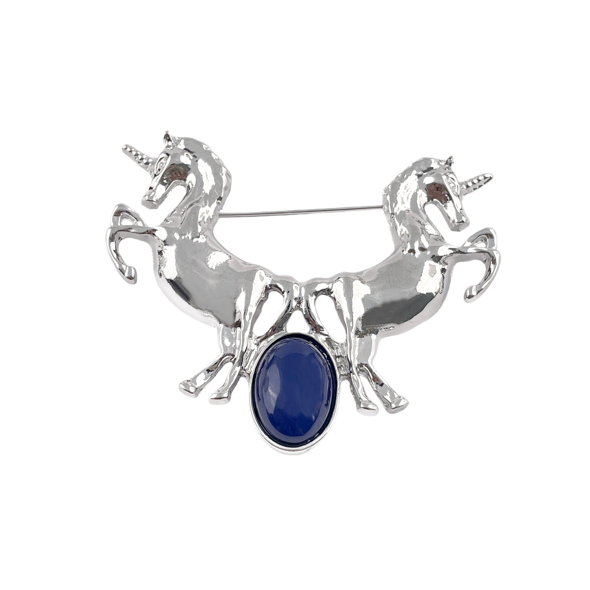 Amethyst Pendant S925 Silver Inlaid with Double Gold Personalized Unicorn Colored Crystal Brooch Uruguayan Crystal