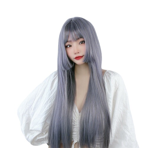 Foreign trade wig female long straight hair Ji hair style lolita soft girl cosplay princess cut temperament face trimming full wig