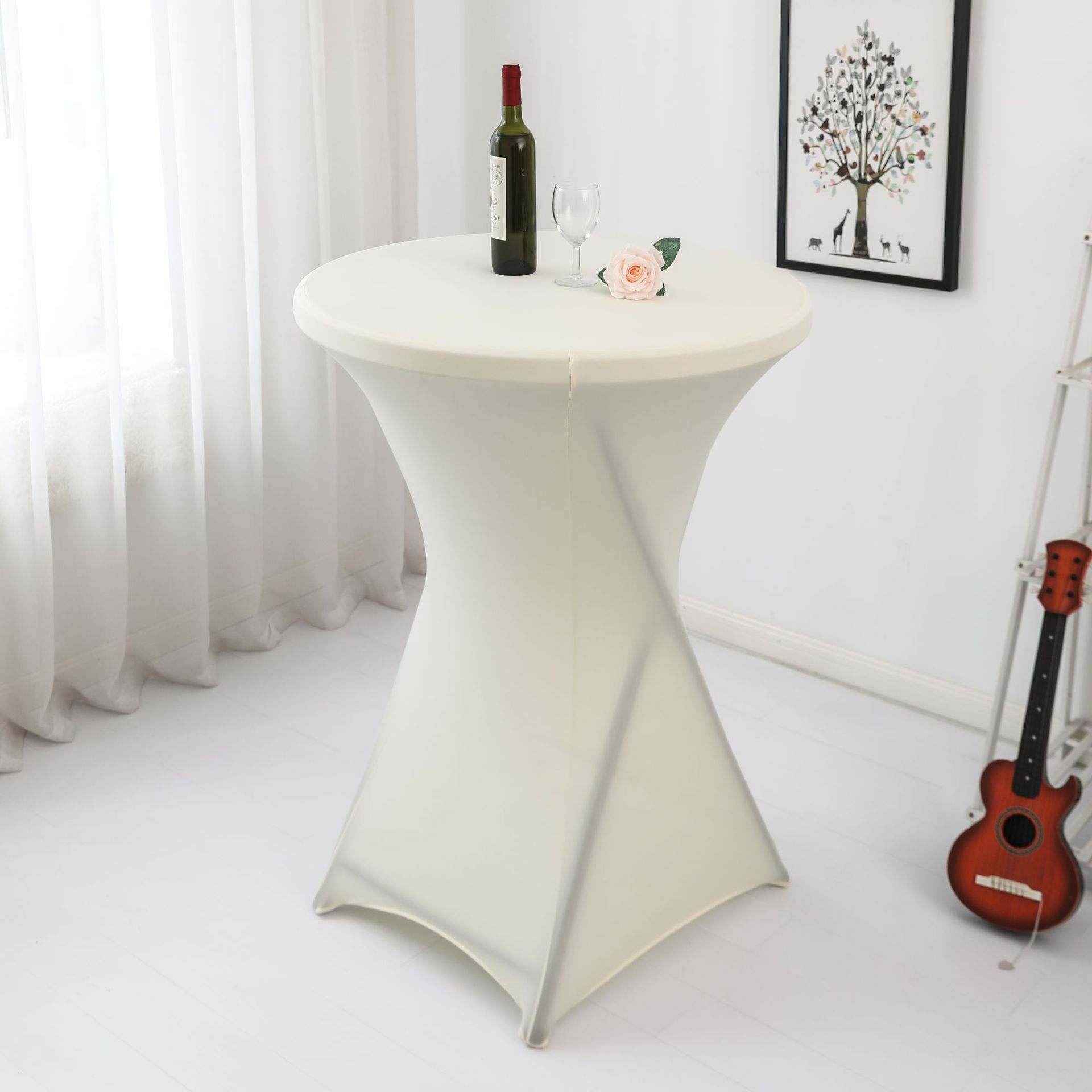 Amazon sólido barra mesa de comedor cubierta de mesa de banquete cóctel cubierta de mesa redonda tela de mesa elástica tabla de pies altos