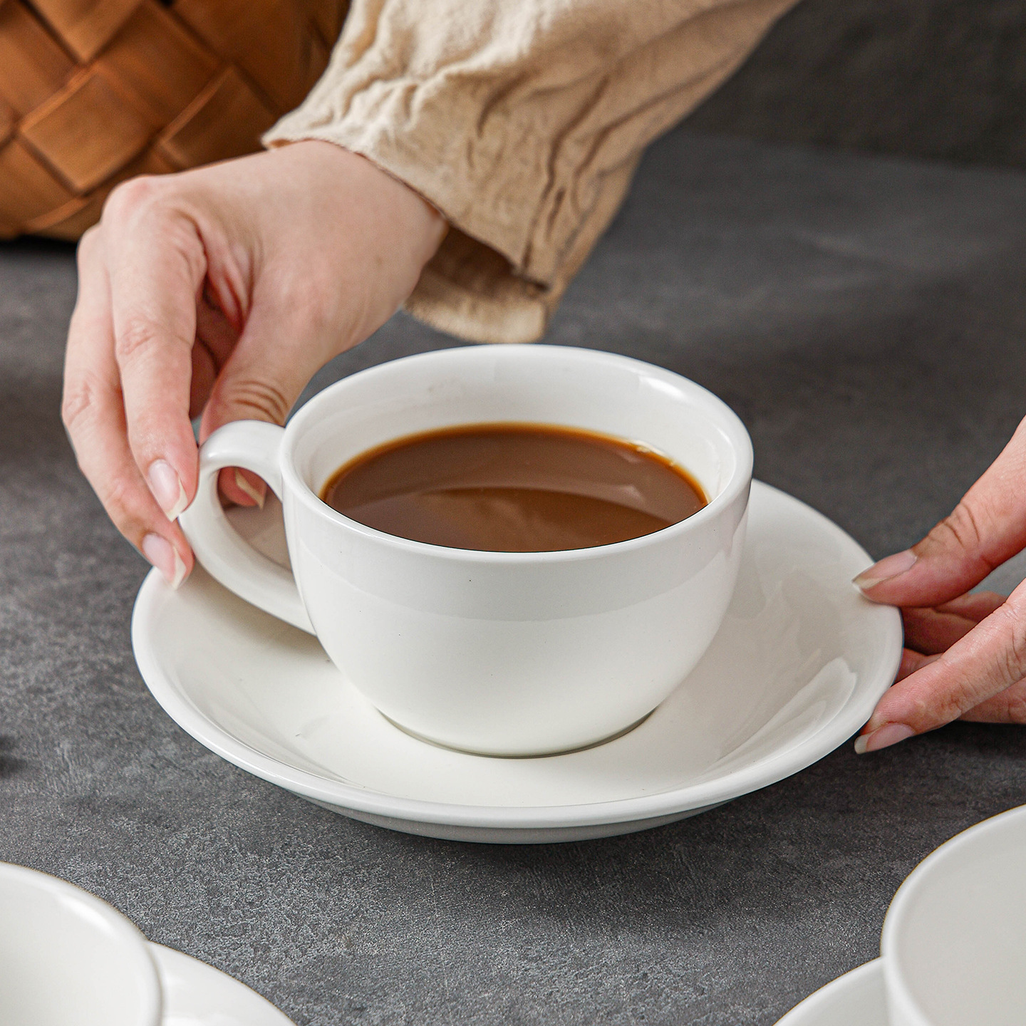 Large-Capacity Coffee Cup, Latte Cup, Simple Mug, Latte Art Ceramic Cup, Niche Coffee Cup, Light Luxury and High-End Feel
