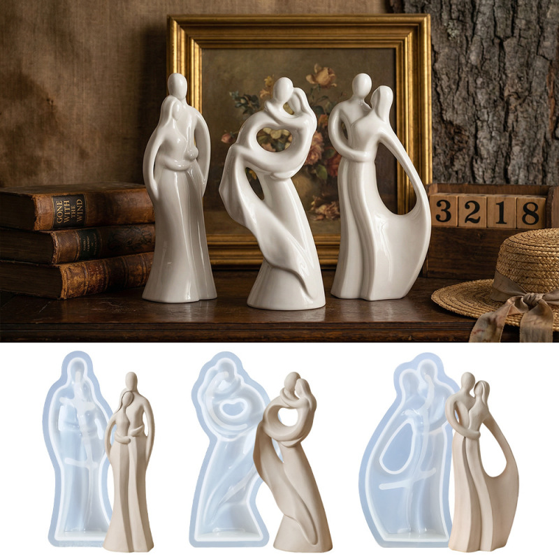 Creative Abstract Couple Figurines Resin Mold Crafts Home Decoration Embracing Male and Female Figurines Plaster Mold