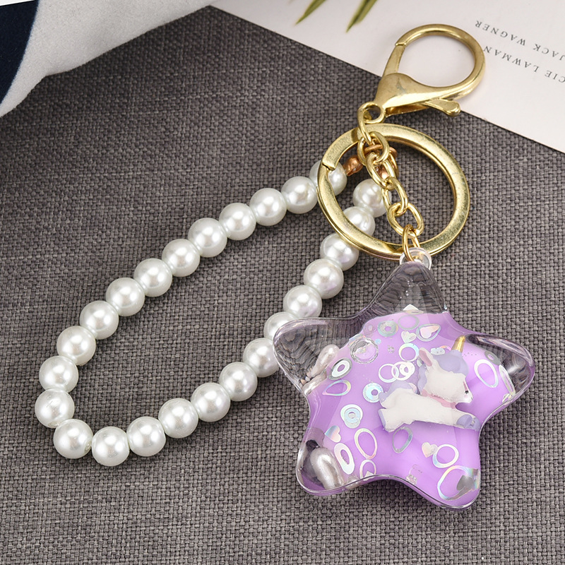 Acrylic Floating Liquid Milk Five-pointed Star Keychain Wholesale Nihaojewelry display picture 8