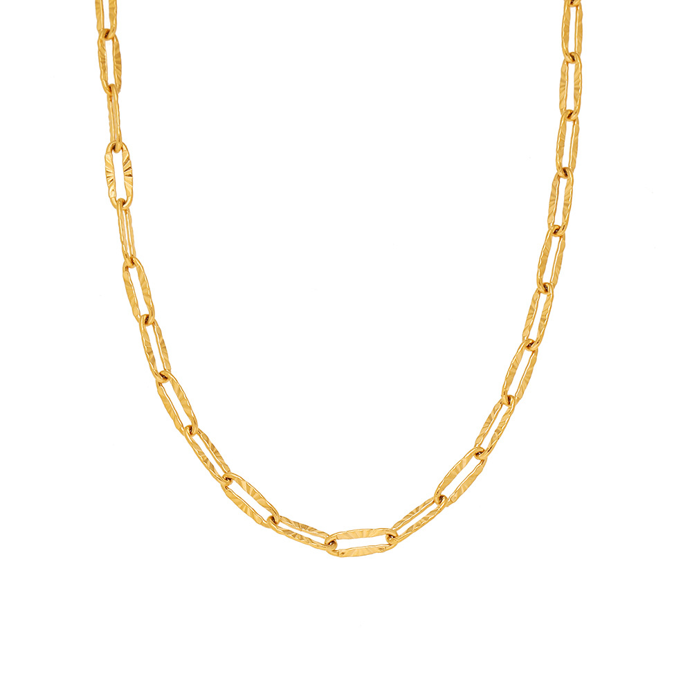 9g Weight PVD Coated Gold Plating Process PVD Coated Real Gold Plated 18K Gold Solid Color 304 Stainless Steel Simple Style Waterproof Non Tarnish 304 Stainless Steel Necklace