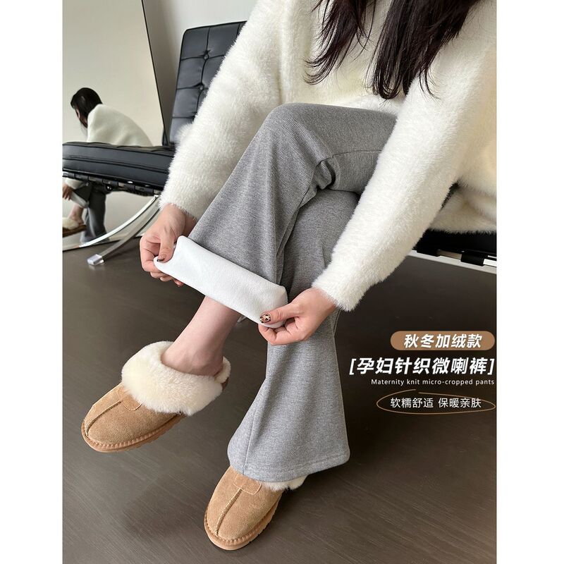 Maternity Bootcut Pants Can Be Worn during Pregnancy in Autumn and Winter. New Maternity Pants with Velvet Outer Wear. Korean Style Maternity Pants. Maternity Bootcut Pants