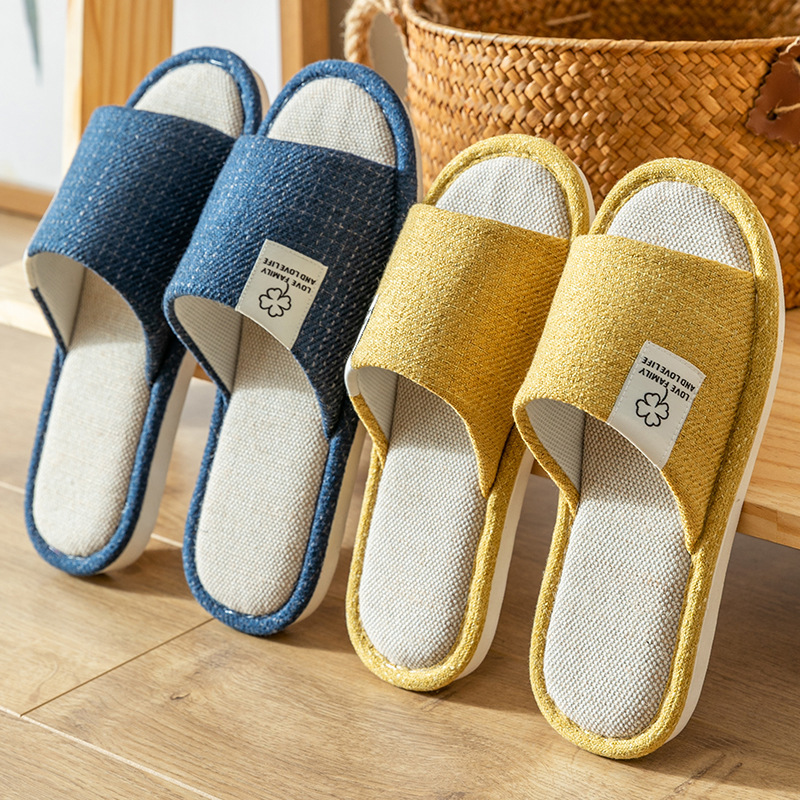 2022 Linen Spring and Autumn Four Seasons Slippers Women's Indoor Home Couple Non-slip Sweat-absorbent Soft Slippers Men's Outer Wear