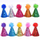 Amazon Cross-border Pet Birthday Party Hat Cat Dog Party Glitter Powder Hair Ball Decorative Birthday Hat Set