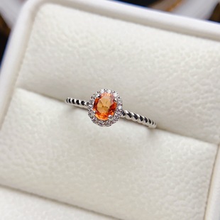 Factory wholesale explosions natural garnet ring S925 silver inlaid main stone 4*5 selling Europe and the United States a generation of hair