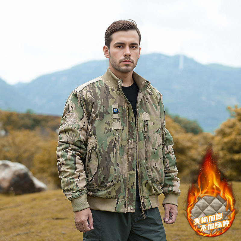 Camuflaje de algodón de invierno chaqueta táctica al aire libre suelta chaqueta militar a prueba de frío chaqueta de béisbol