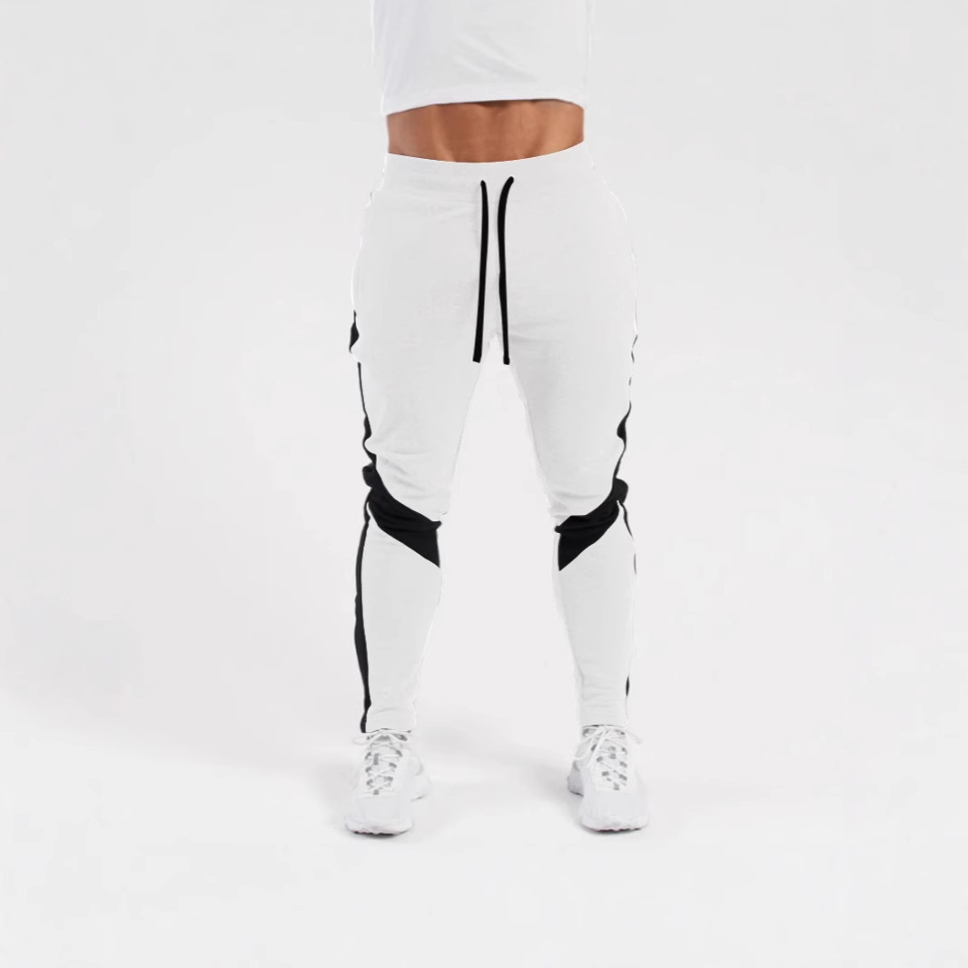 Cross-border Trade Men's Trousers Micro-elastic Color-matching fleece-lined Warm Leggings Men's Mid-waist Casual Sports Pants