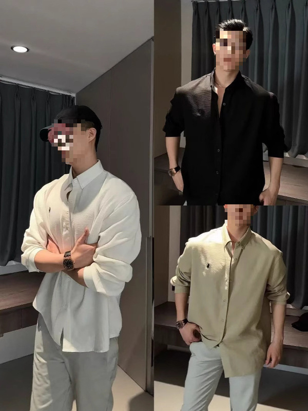 New Spring and Summer Men's Shirts Solid Color Loose Designer Casual Trendy Cut Long Sleeve Versatile Minimalist