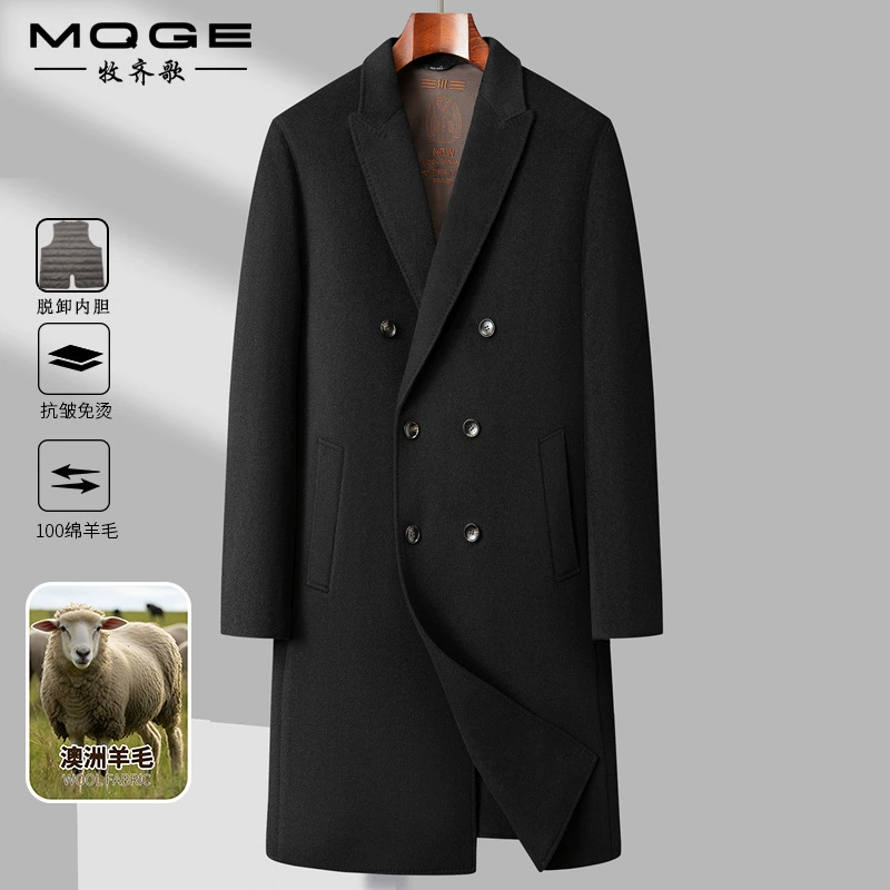 100 шерстяных двухсторонних шерстяных пальто для мужчин осень-зима новые двубортные пуховые пальто