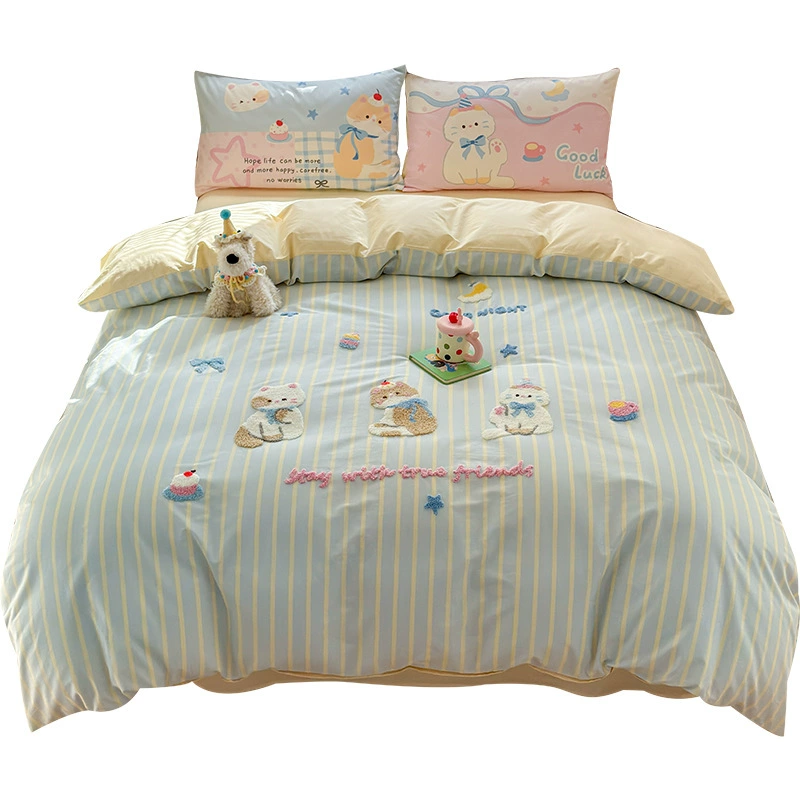 П cotton towel набор для ухода за кроватью, простыня, с вышивкой, набор из 4 предметов