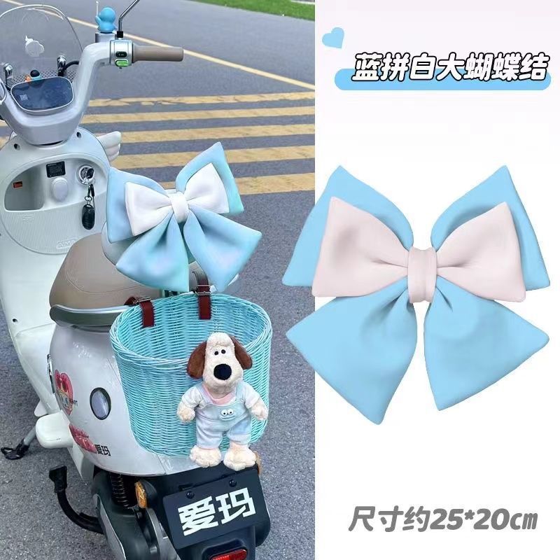 Motorcycle Battery Electric Vehicle Car Rear Sticker High-Value Helmet 3D Fabric Trendy Bow Decoration