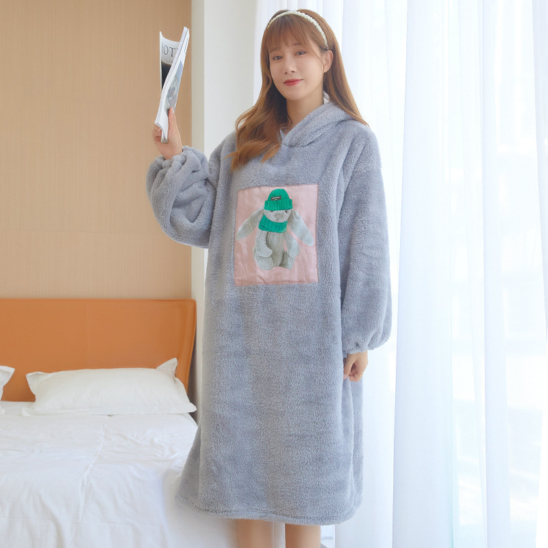 睡衣女士可外穿 2025年秋冬季加绒加厚珊瑚绒保暖家居服两件套装|undefined