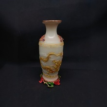仿古玉石夜光树脂龙凤花瓶摆件 家居客厅玄关装饰品 古玩工艺品