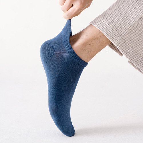 Spring men's solid color casual boat socks Korean college style shallow mouth invisible socks low-top breathable sports socks