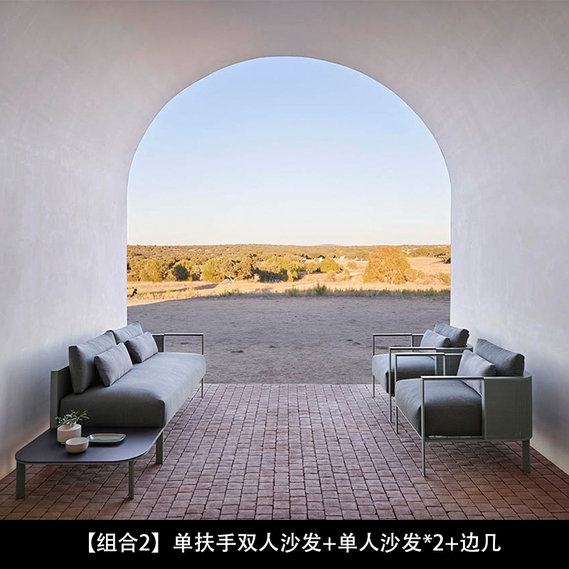 Sofá nórdico al aire libre ocio minimalista diseñador de acero inoxidable patio villa creativo impermeable muebles al aire libre