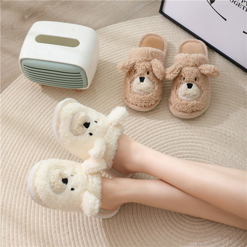 Cute Cotton Slippers for Women, Cartoon Bear Slippers for Home, Warm and Cozy Couple Slippers for Indoor Use in Winter, Household Slippers for Men, Fluffy Slippers for Home