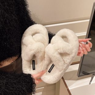 This year's popular soft-soled thick-soled Mao Mao slippers women's autumn and winter new fashion Joker casual outerwear cotton shoes