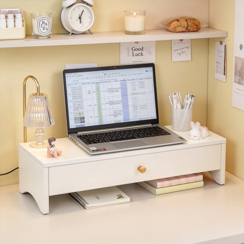 Student dormitory laptop stand with drawer storage rack, dormitory desktop display screen heightening stand Student dormitory laptop stand with drawer storage rack, dormitory desktop display screen heightening stand