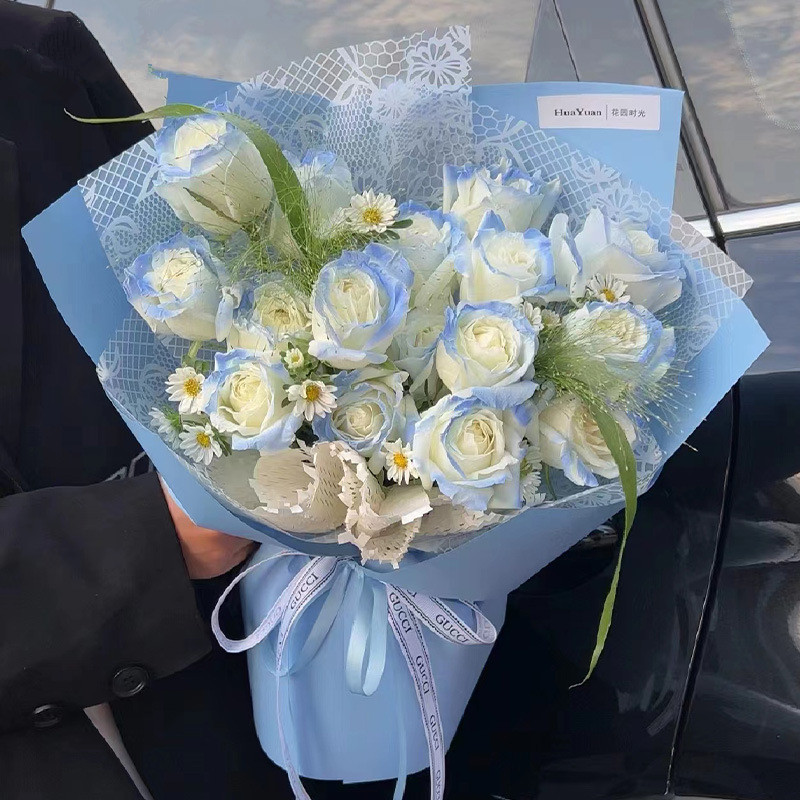 飞花雨 新款蕾丝梦雪诺莎纸 情人节鲜花包装纸防水雾面纸包花纸