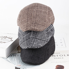 Korean trend·Autumn and winter plaid peaked cap brushed fabric warm beret couple hat winter hat