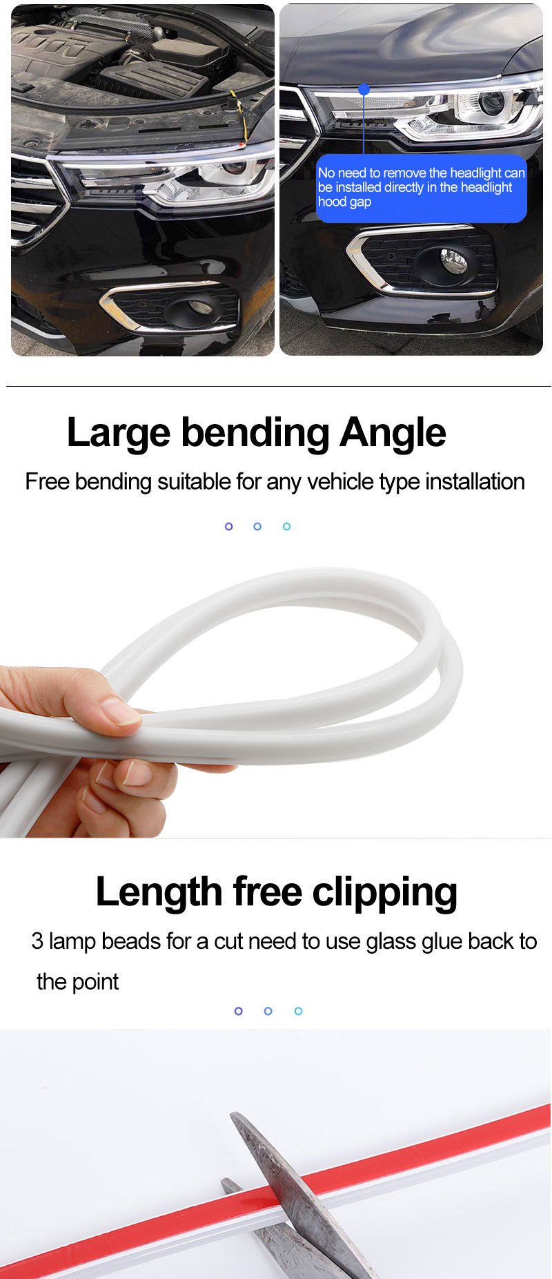 Car Led Fantasy Light Guide Daytime Running Light Modified Universal Streamer Turn Signal App Start Scanning Daytime Running Light