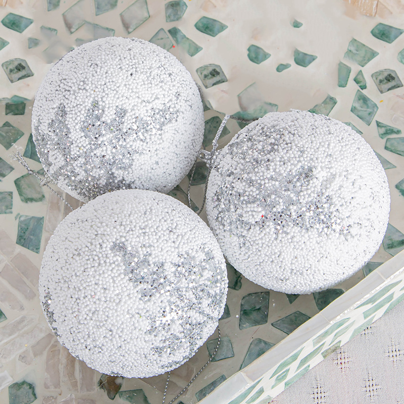 8cm una caja de 3 pequeña espuma con incrustaciones brillo Navidad árbol adornos Navidad bola hogar colgante