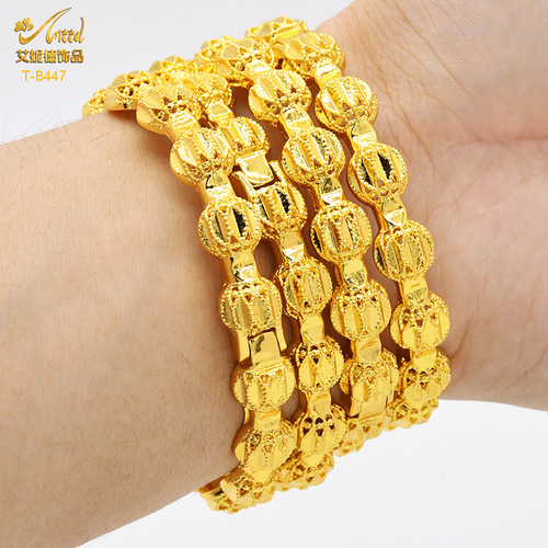 Bestselling 24K Gold Plated Openwork Bangle Bracelet, Ethiopian Women's Sand Gold Bracelet, Wholesale Jewelry