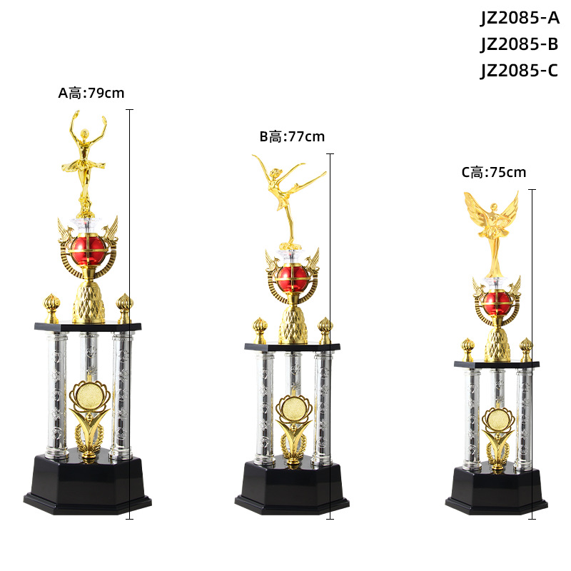 Trofeos de baile personalizados de plástico modelo de baile infantil espectáculo de gala creativo trofeo concurso de pin tres pilares