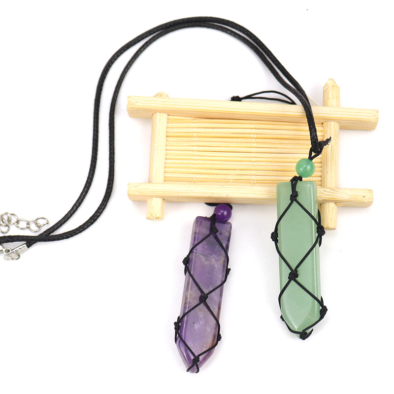 Ethnic Style Geometric Agate Knitting Pendant Necklace 1 Piece