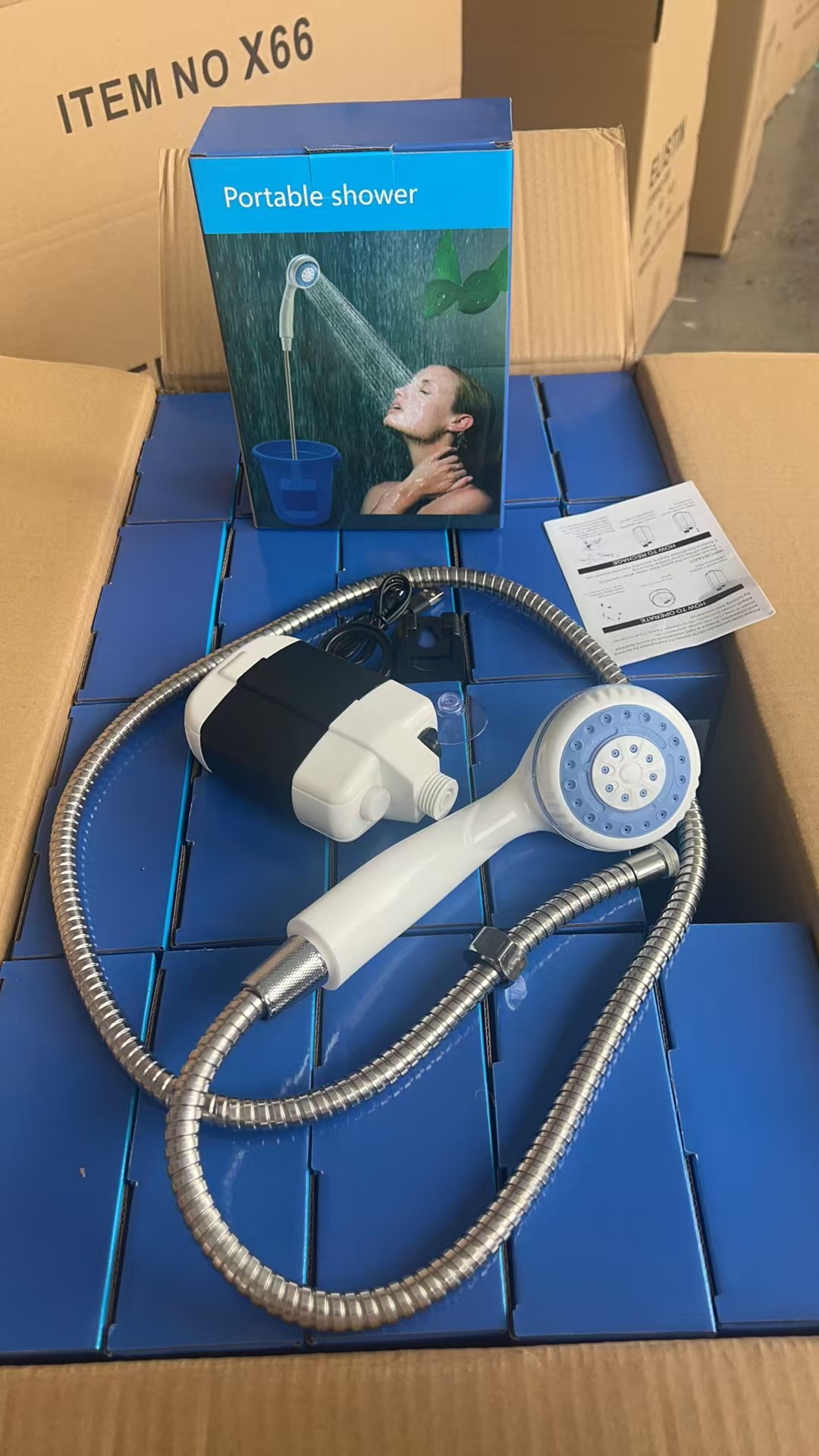 Portable Outdoor Camping Shower Device, No Need for Electricity, Wall-Mounted Bracket with Showerhead for Mobile Bathing