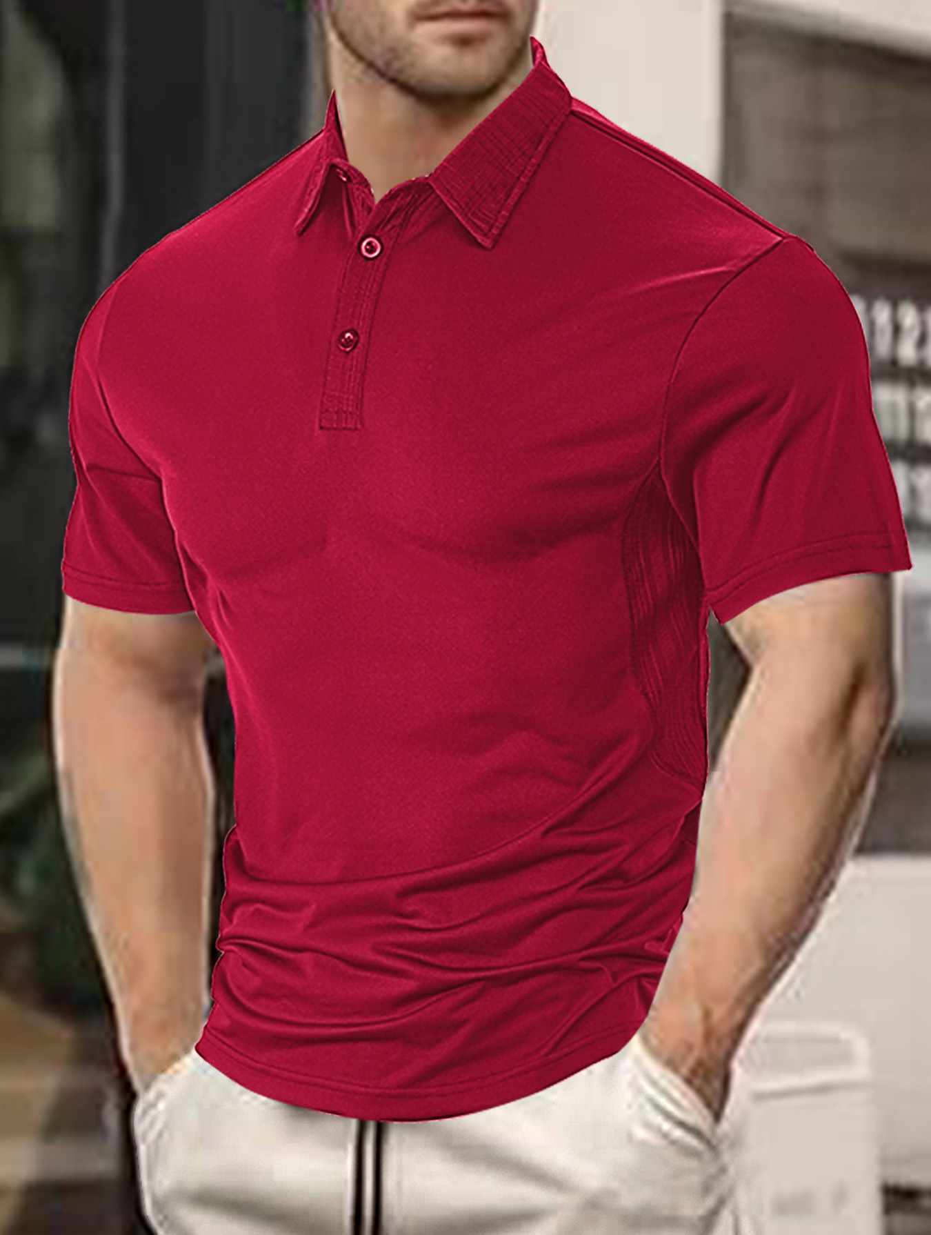 Europa y América Amazon temu comercio exterior camiseta de manga corta para hombre moda de verano casual solapa suelta polo de algodón perlado