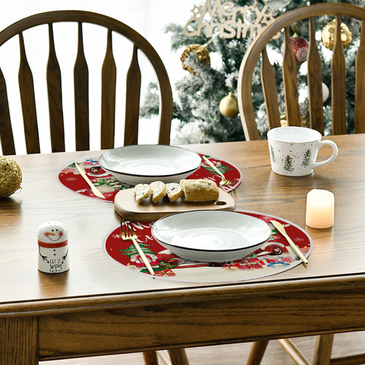 Set de table rond de noël en lin résistant à la chaleur_voghion.com
