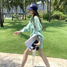 WANANTONG 薄荷之夏 全光边工艺 对对碰扣100亚麻衬衫女春夏衬衣