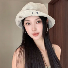 日系复古小众设计点点涂鸦褶皱渔夫帽女春秋休闲百搭显脸小盆帽潮