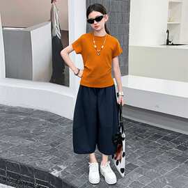 女童套装夏季2026新款小女孩t恤九分裤子夏天两件套凉快好看衣服