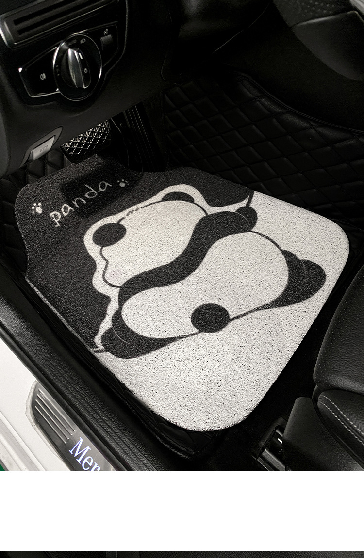 Cartoon Panda Car Mat Wire Ring Universal Single Piece Main Driving Anti-Dirty Decoration Car Mat Rear Pad