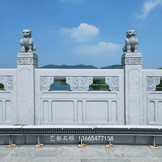 石雕栏杆汉白玉围栏河道桥梁护栏旗杆座栏板寺庙景区阳台栏杆