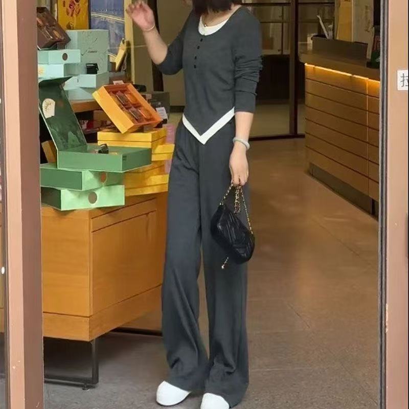 轻奢2025上衣两件大码显瘦高档长袖套装女装春秋套装反季清仓女装