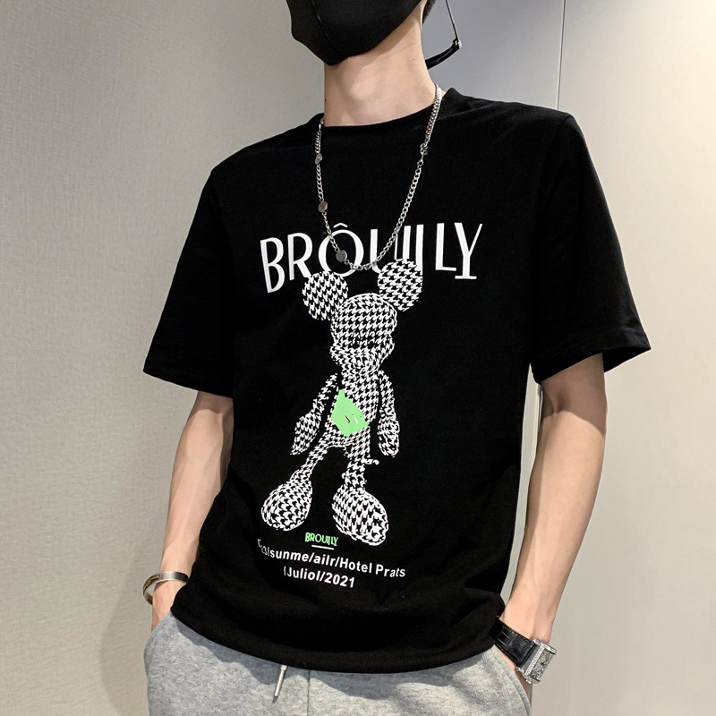 2023 New Men's T-shirt Short Sleeve Fashion Brand Fashion Versatile INS Super Fire Half Sleeve Summer Thin Print Top_voghion.com