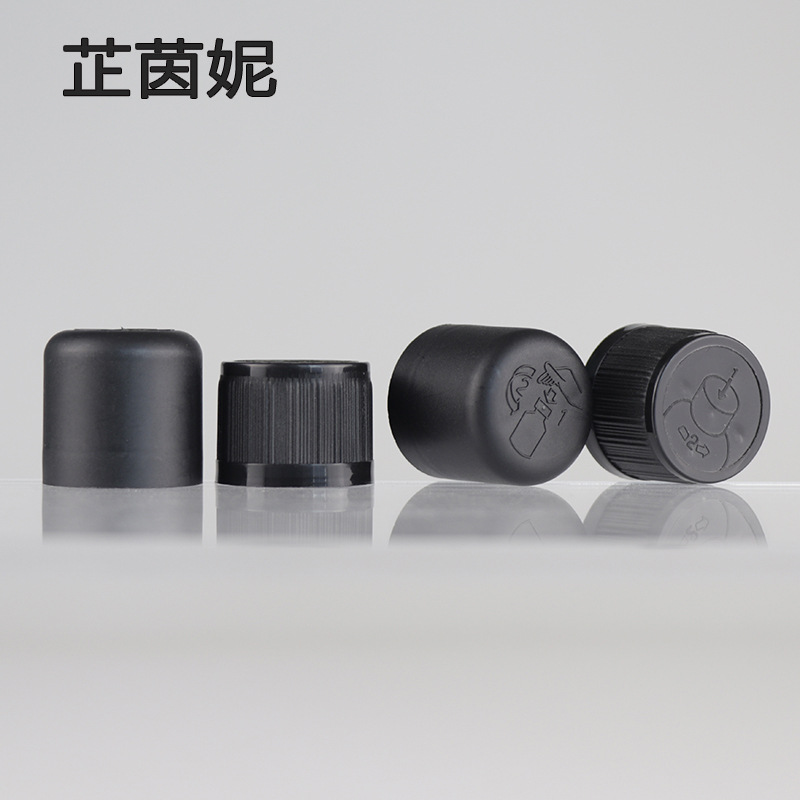 现货供应18牙精油瓶防盗盖 黑色白色儿童压旋盖 18/415塑料盖