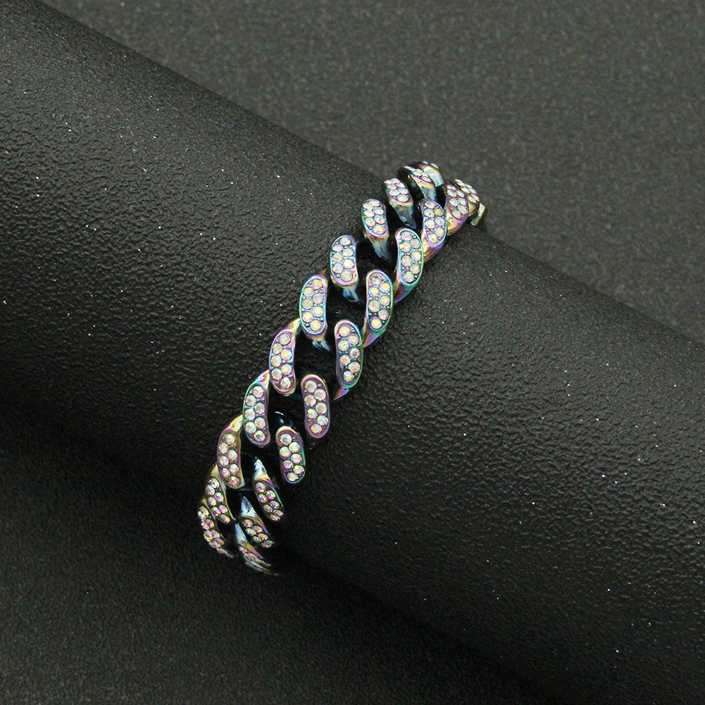 European And American Hip-hop Full Diamond Cuban Chain Bracelet Wholesale display picture 4