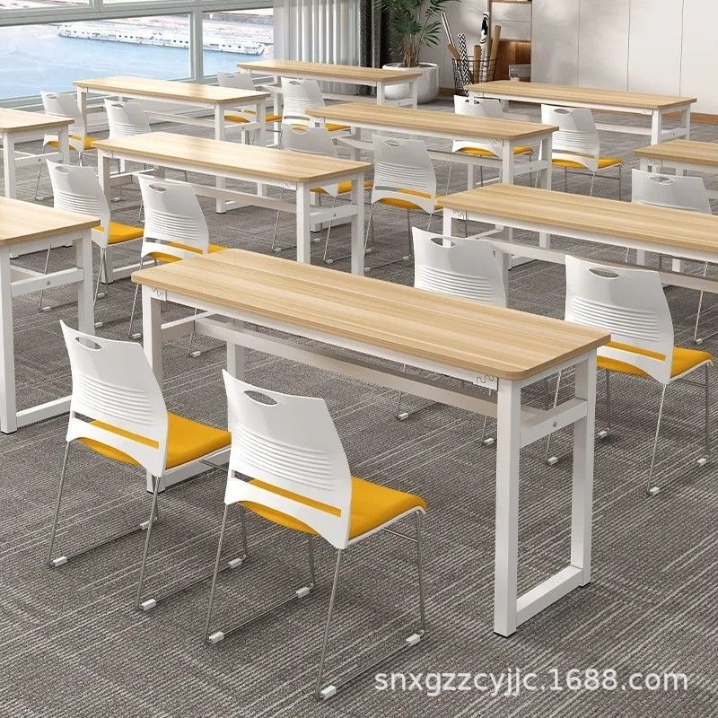 Long Table White Simple Training Table Student Table and Chair Meeting Table and Chair Combination Educational Institution Tutoring Class Desk and Chair Long Table White Simple Training Table Student Table and Chair Meeting Table and Chair Combination Educational Institution Tutoring Class Desk and Chair