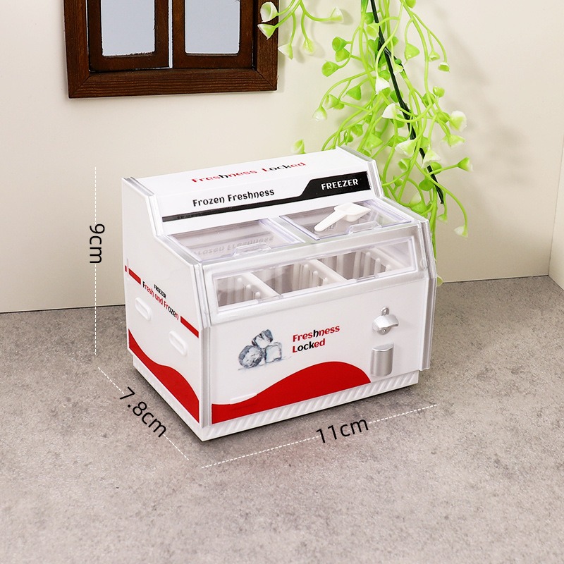 マグネット冷蔵庫は横型の冷凍庫を貼っています。