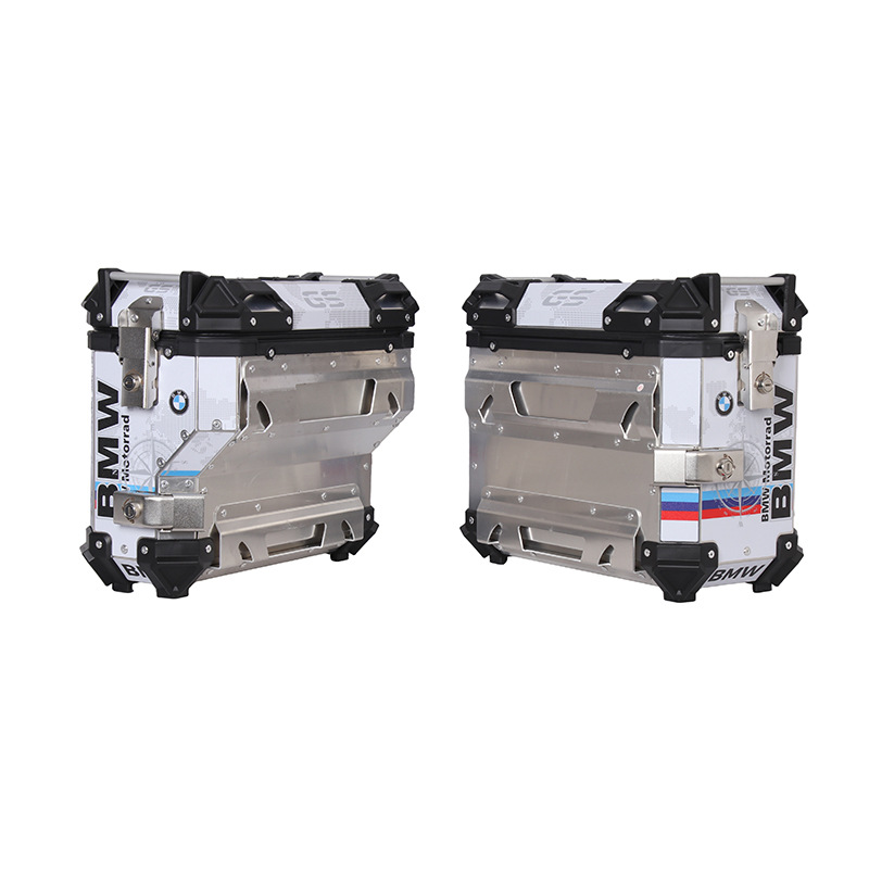 38L Left Exhaust Side Box Motorcycle Universal Aluminum Alloy 45L Tail Box Waterproof Three-Box Anti-Theft Travel Storage Box