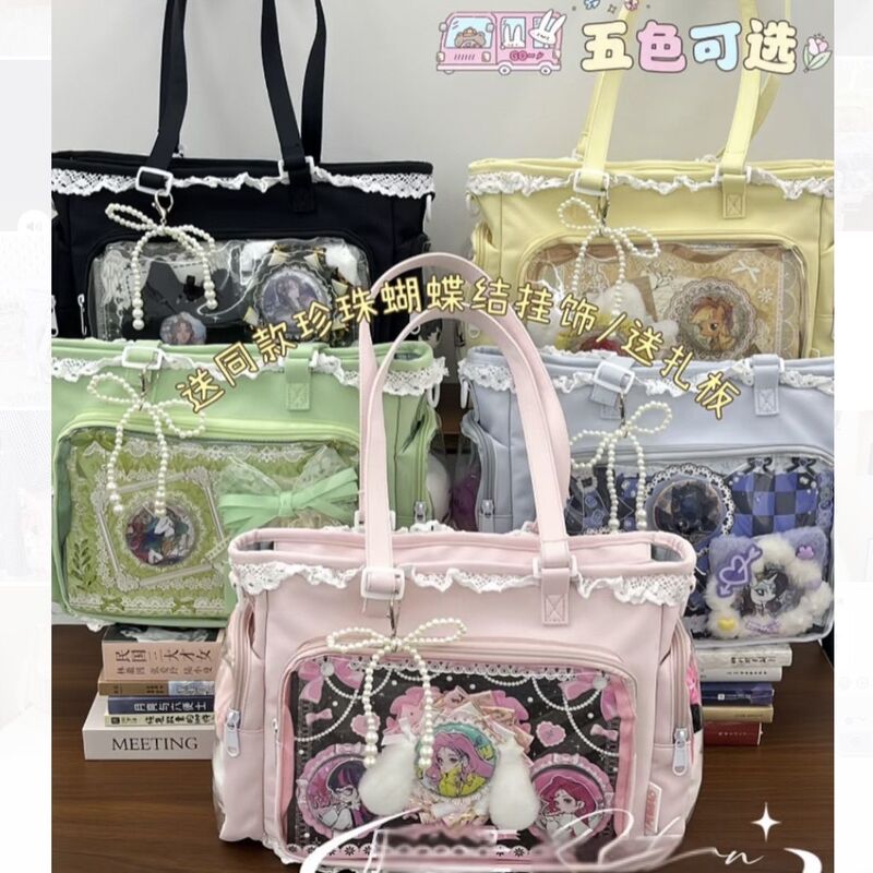 Japanese-Style Transparent Badge Bag for Anime Conventions, Daily Use Doll Bag, Shoulder Bag for Female Students, Commuting Tote Bag, Crossbody Bag
