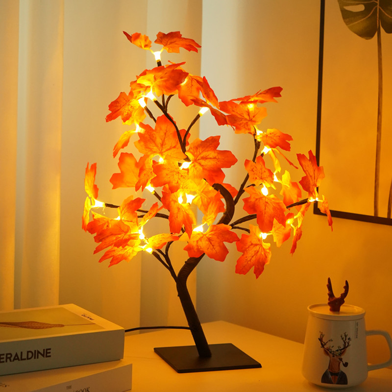 Cross-border sellers' best-selling USB simulation maple tree light Thanksgiving room decoration light LED colorful string light flashing light
